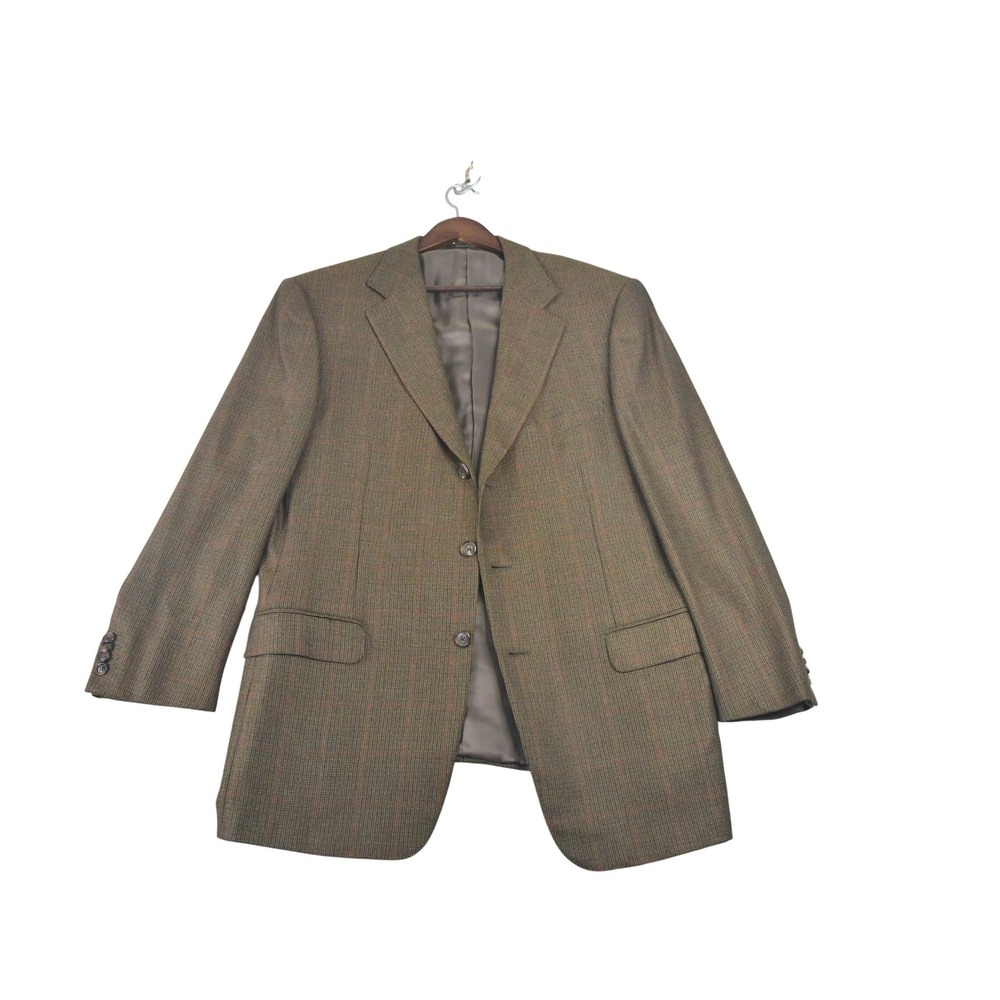 Ermenegildo Zegna 52R (42R USA) Wool Blazer Brown Check Neiman Marcus